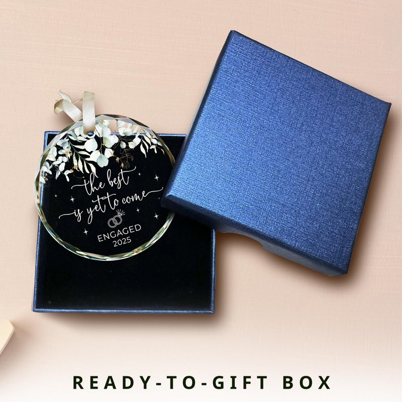 SUCHAGIFT Engagement Gifts for Couples - Gifts for Newly Engaged Couples - Engagement Gift - Happy Engagement Gifts for Her  Bride to Be - Just Engaged Gifts for Her  Friends - Glass Engagement Ornament 2025 - Image 4