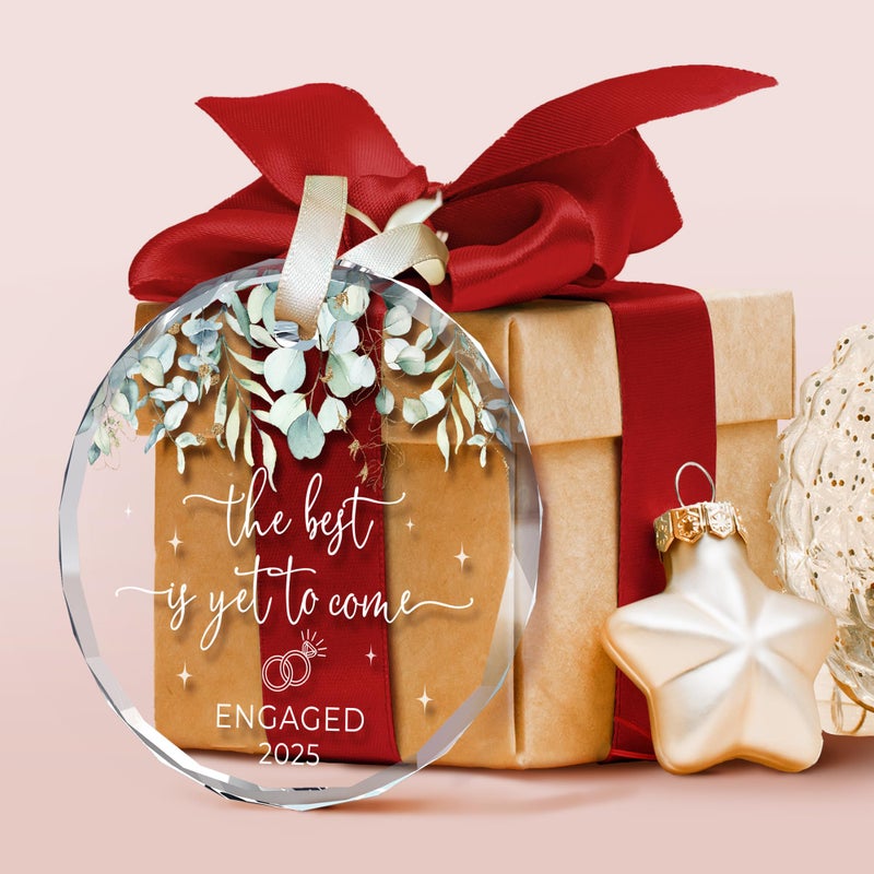 SUCHAGIFT Engagement Gifts for Couples - Gifts for Newly Engaged Couples - Engagement Gift - Happy Engagement Gifts for Her  Bride to Be - Just Engaged Gifts for Her  Friends - Glass Engagement Ornament 2025 - Image 3