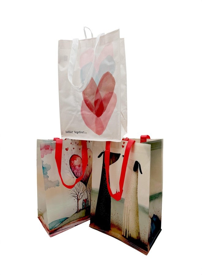 Earthwise Reusable Bag Shopping - Totes 13" W x 14.5" H x 8.25" D Hearts (2 of each Print- 6 bags) - Image 5