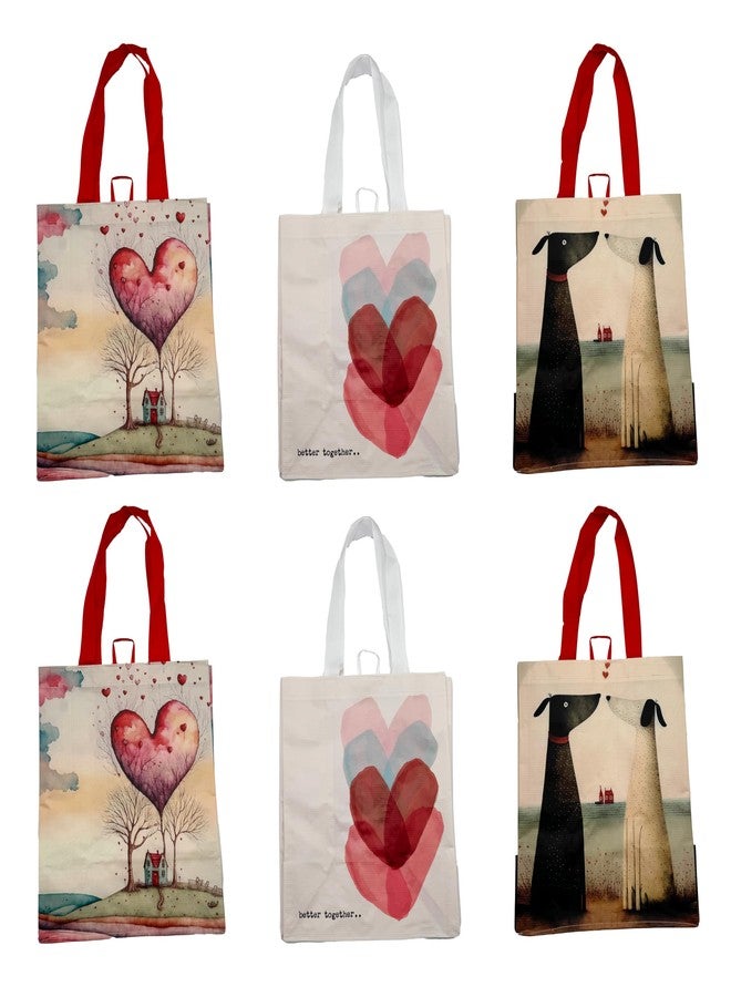 Earthwise Reusable Bag Shopping - Totes 13" W x 14.5" H x 8.25" D Hearts (2 of each Print- 6 bags) - Image 2