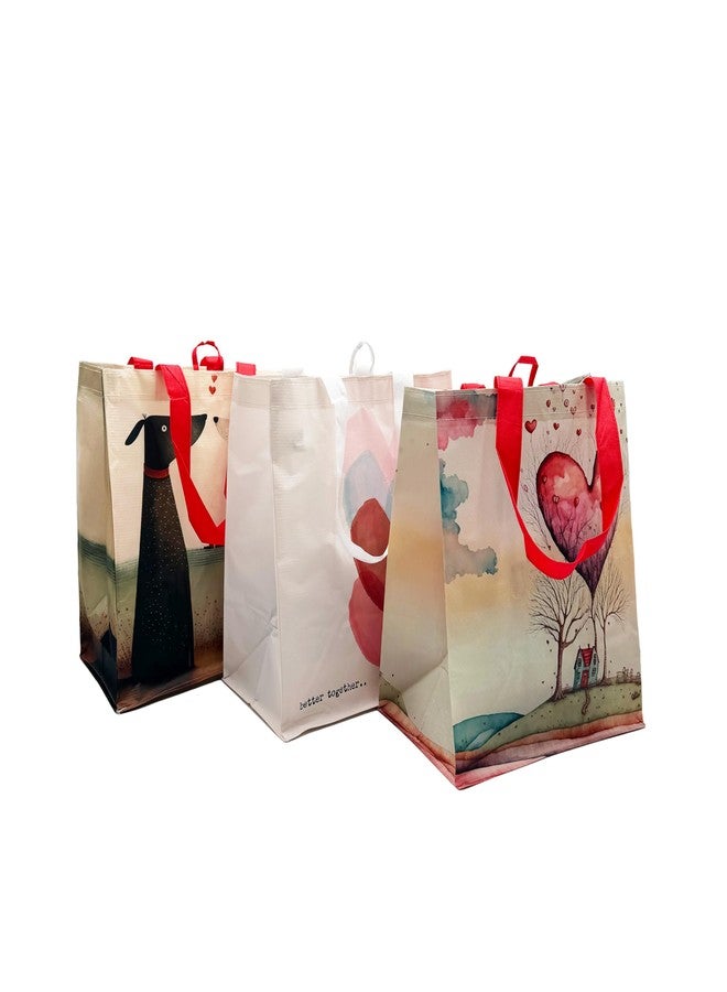 Earthwise Reusable Bag Shopping - Totes 13" W x 14.5" H x 8.25" D Hearts (2 of each Print- 6 bags) - Image 4