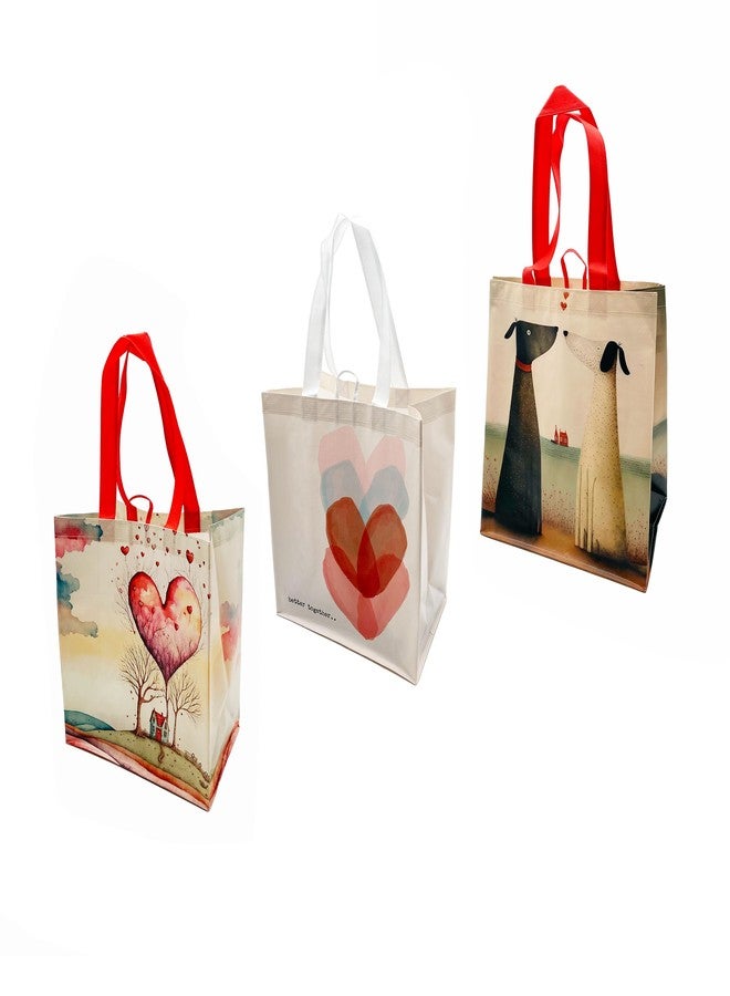 Earthwise Reusable Bag Shopping - Totes 13" W x 14.5" H x 8.25" D Hearts (2 of each Print- 6 bags) - Image 3