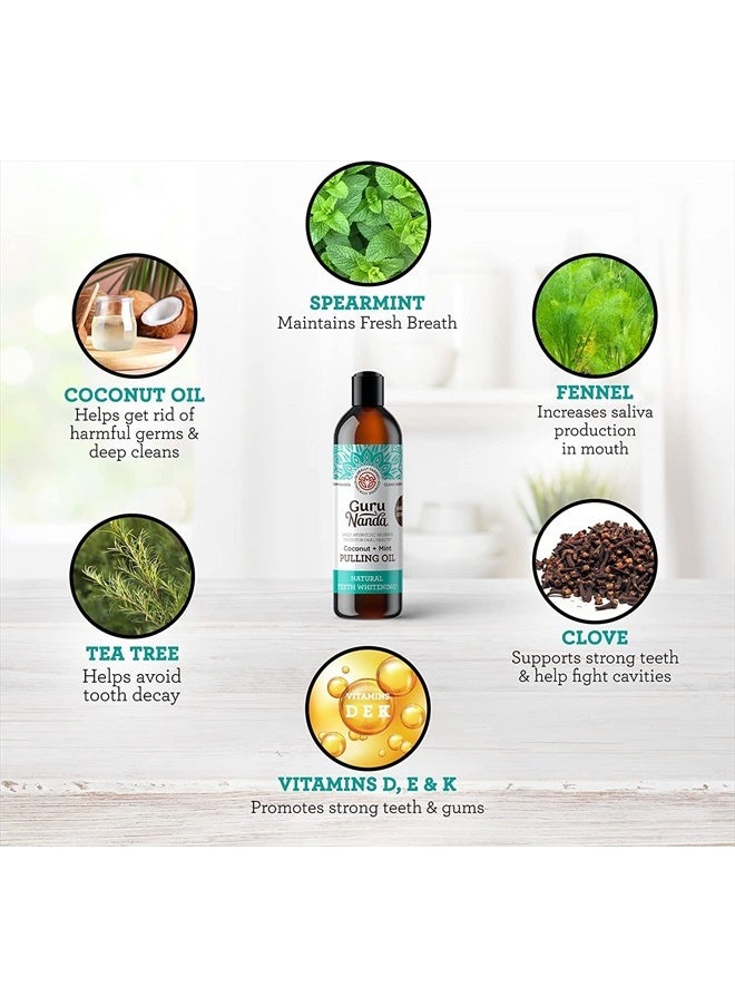 GuruNanda Old GuruNanda Whitening Pulling Oil & Dental Kit, Ayurvedic Blend of Coconut Oil & Pure Peppermint Essential Oil. Natural TeethWhitening Oral Rinse, Helps Bad Breath, Healthy Gums (8 fl. oz. x 2)  - Image 2
