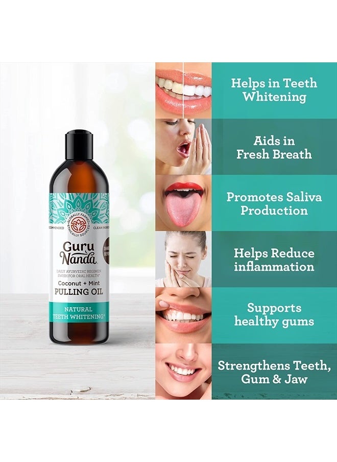 GuruNanda Old GuruNanda Whitening Pulling Oil & Dental Kit, Ayurvedic Blend of Coconut Oil & Pure Peppermint Essential Oil. Natural TeethWhitening Oral Rinse, Helps Bad Breath, Healthy Gums (8 fl. oz. x 2)  - Image 3