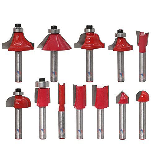 Mass Pro Mass Pro 12Pcs Multi Shapes RouterTrimmer Bit Set Combo14inch 635mm Shank Specially Designed for Woodworking  - Image 1