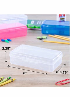 KASTWAVE 1 Pack Plastic Pencil Box with Lid Snap Closure, Large Capacity School Supplies Storage Organizer Box for Kids  - Image 3
