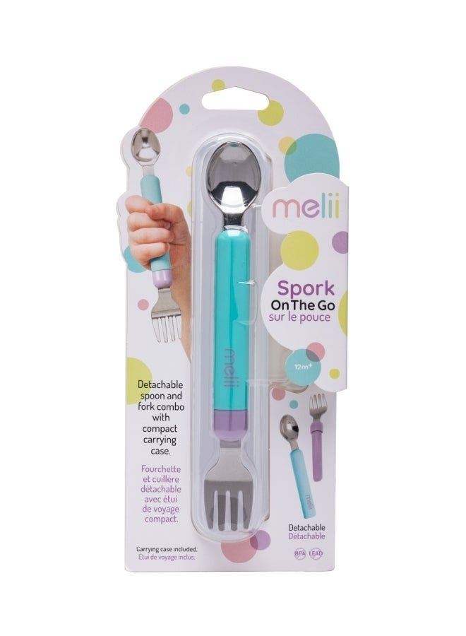 melii Detachable Spoon And Fork With Case, Blue & Purple
