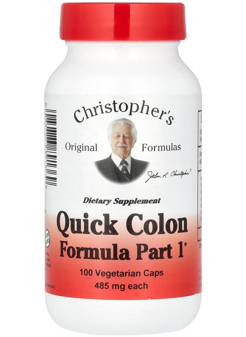 Christopher's Original Formulas Quick Colon Formula Part 1, 485 mg, 100 Vegetarian Caps 