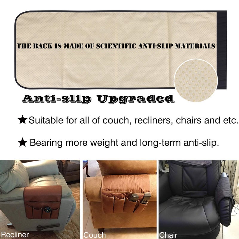 Teniux Armrest Organizer Non-Slip Remote Control Holder with 5 Pockets Couch Sofa Chair Armchair Caddy for Smart Phone, Book, Magazines, Ipad (Black) - Image 3