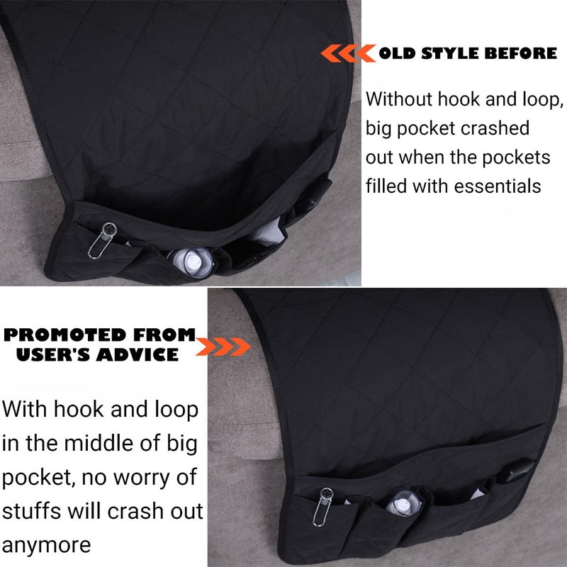 Teniux Armrest Organizer Non-Slip Remote Control Holder with 5 Pockets Couch Sofa Chair Armchair Caddy for Smart Phone, Book, Magazines, Ipad (Black) - Image 2