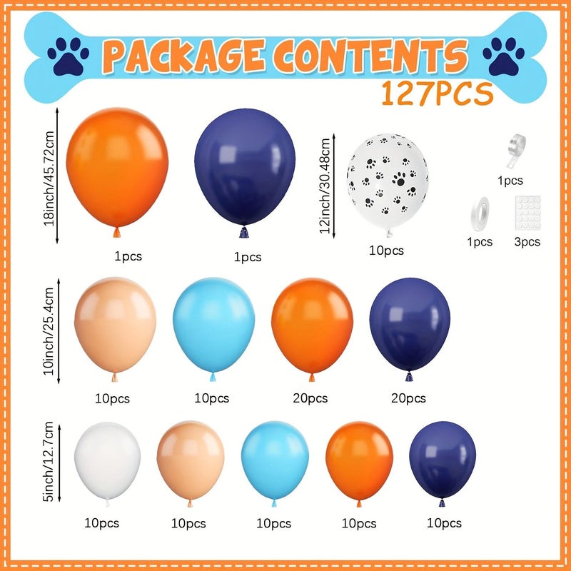 127pcs Dog Themed Balloon Arch Wreath Set Navy Blue Light Blue Beige Gold - Image 3