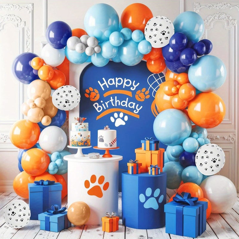 127pcs Dog Themed Balloon Arch Wreath Set Navy Blue Light Blue Beige Gold - Image 5