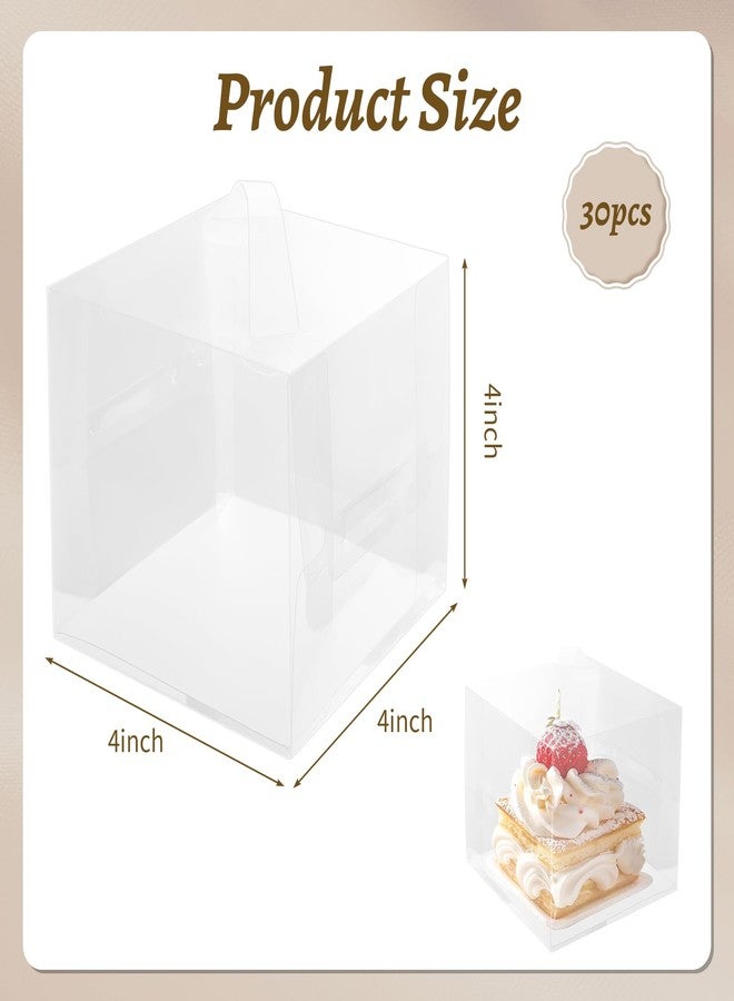 CHENZEM 30 Pcs Clear Cake Box,4 Inch Bakery Boxes with Handle,Party Favor Boxes Ideal for Pie Cookie Candy, Pastry Boxes for Birthday Wedding and Mother's Day.(4 inch/30 pcs) - Image 2