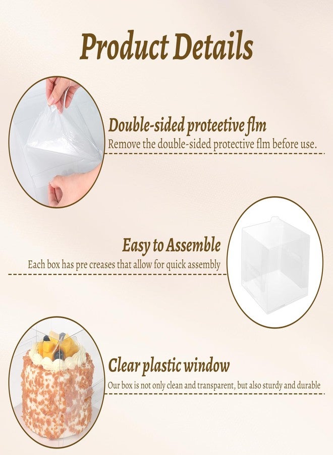 CHENZEM 30 Pcs Clear Cake Box,4 Inch Bakery Boxes with Handle,Party Favor Boxes Ideal for Pie Cookie Candy, Pastry Boxes for Birthday Wedding and Mother's Day.(4 inch/30 pcs) - Image 3