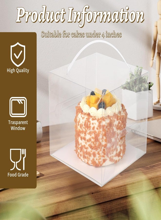 CHENZEM 30 Pcs Clear Cake Box,4 Inch Bakery Boxes with Handle,Party Favor Boxes Ideal for Pie Cookie Candy, Pastry Boxes for Birthday Wedding and Mother's Day.(4 inch/30 pcs) - Image 5