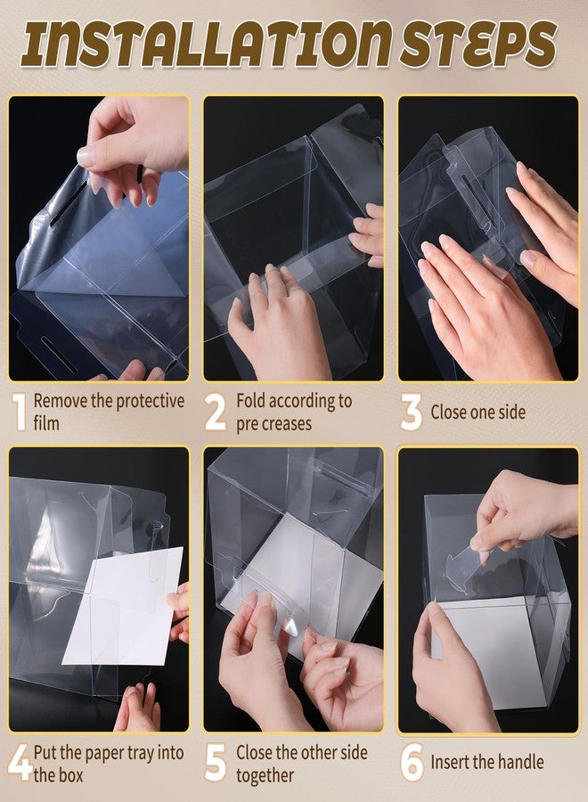 CHENZEM 30 Pcs Clear Cake Box,4 Inch Bakery Boxes with Handle,Party Favor Boxes Ideal for Pie Cookie Candy, Pastry Boxes for Birthday Wedding and Mother's Day.(4 inch/30 pcs) - Image 4