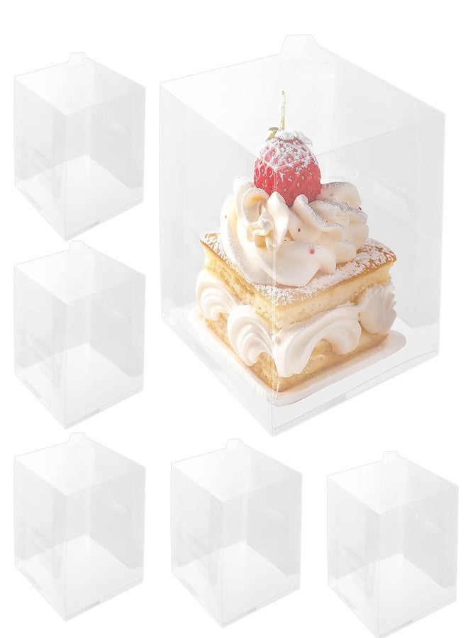 CHENZEM 30 Pcs Clear Cake Box,4 Inch Bakery Boxes with Handle,Party Favor Boxes Ideal for Pie Cookie Candy, Pastry Boxes for Birthday Wedding and Mother's Day.(4 inch/30 pcs) - Image 1