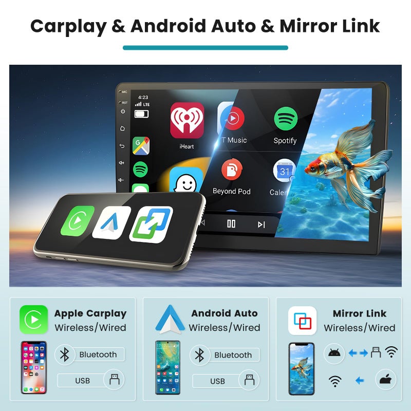 Roinvou [DSP & EQ] 2G+64G Car Radio for Ford Mustang 2005-2009/Explorer 2006-2010, 10.1 inch Touch Screen for Mustang Bluetooth Radio Upgrade with Wireless Carplay/GPS Navigation/FM/RDS/5G WiFi/Backup Camera - Image 3