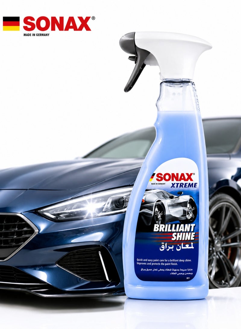 SONAX XTREME Brilliant Shine Spray 750ml Quick Detailer Car Paint Polish Wax Booster, Instant Gloss Enhancer, Water Repellent Protective Coating, Scratch-Free Surface Cleaner, Exterior Paint Care, Shine Restorer for Cars, UV Protection Finish X - Image 3