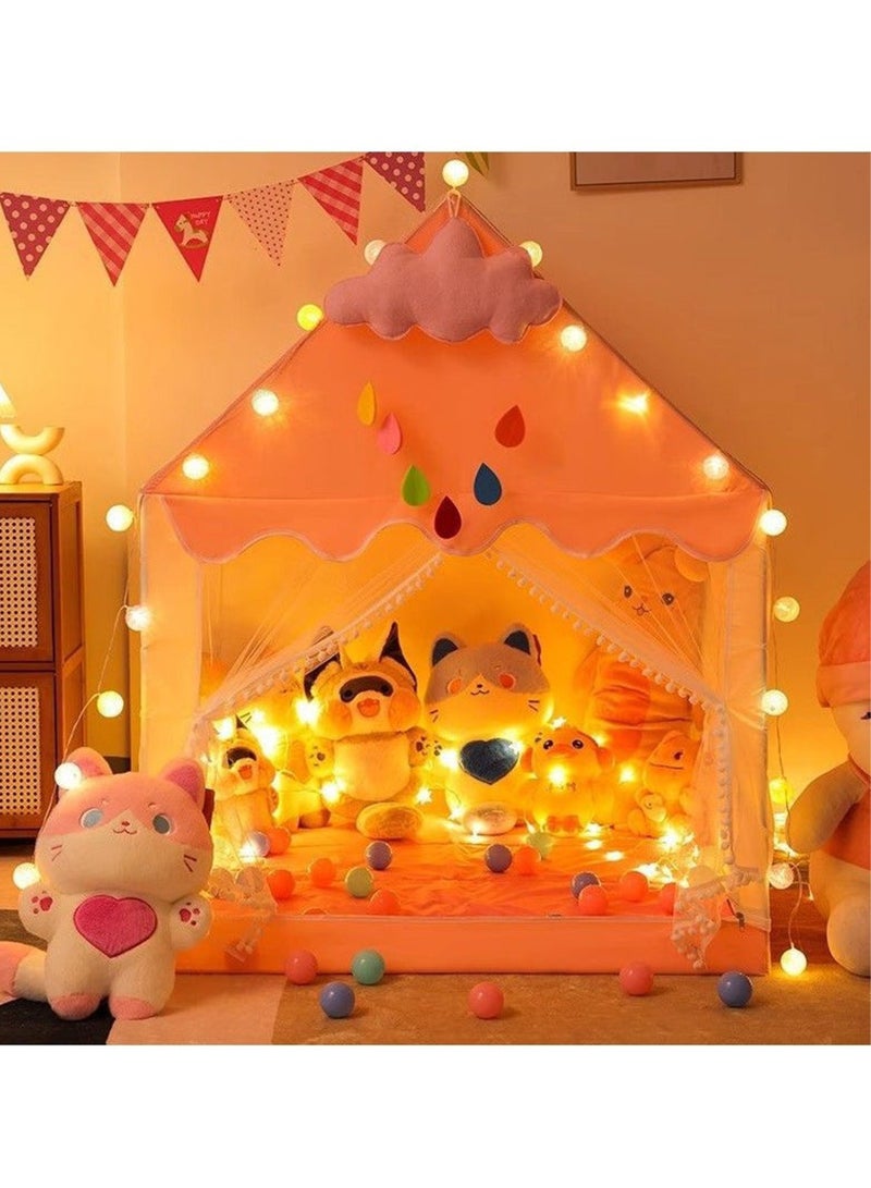 Paka Rabbit Children's game tent with star lights, ball lights, colorful flags and butterfly decorations for girls, large fairy tale playhouse, suitable for children's princess castle tent gift toys, suitable for girls, toddlers and children's playhouse（Size 51" x 47" x 41") - Image 3