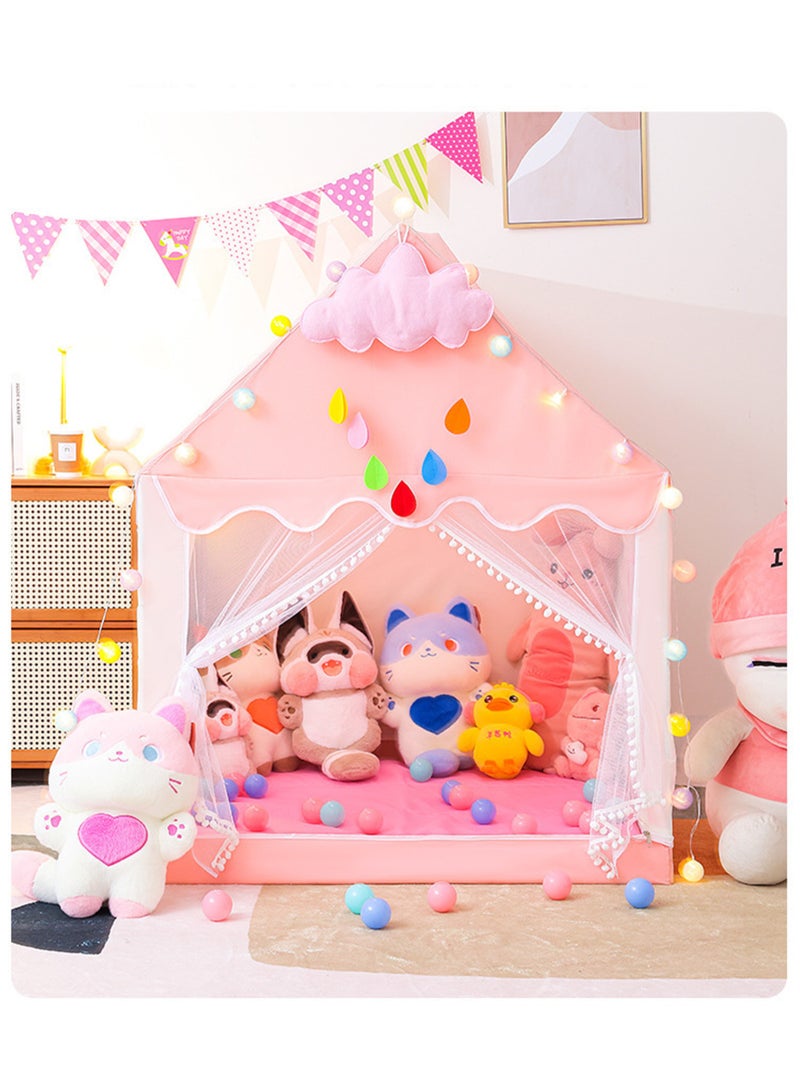 Paka Rabbit Children's game tent with star lights, ball lights, colorful flags and butterfly decorations for girls, large fairy tale playhouse, suitable for children's princess castle tent gift toys, suitable for girls, toddlers and children's playhouse（Size 51" x 47" x 41") - Image 4
