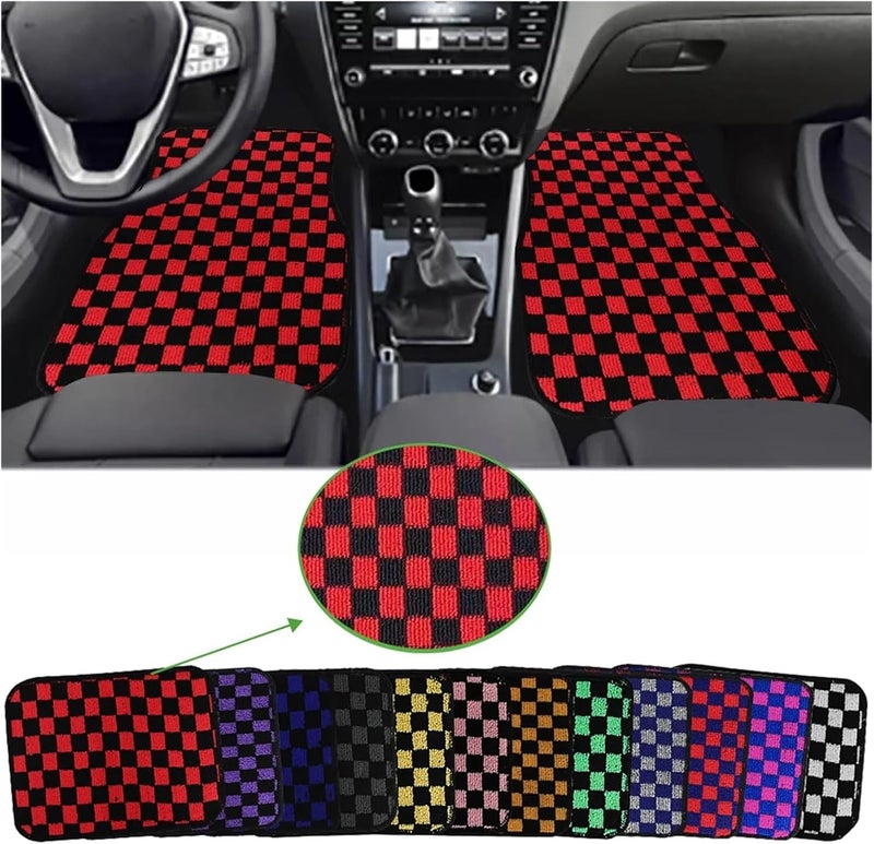 4PCS Racing Plush Car Floor Mats, Universal Front & Rear Vehicle Carpets, Anti-Slip Lightweight Auto Decor (Red) - Image 2