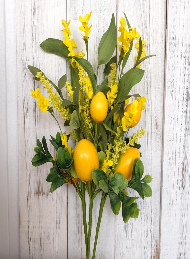 TEMPUS 3PCS Artificial Lemon Decor 16" Fake Lemons Branch Yellow Lemon and Greenery for Kitchen Party Table Centerpiece Farmhouse Home Daily Decoration - Image 4