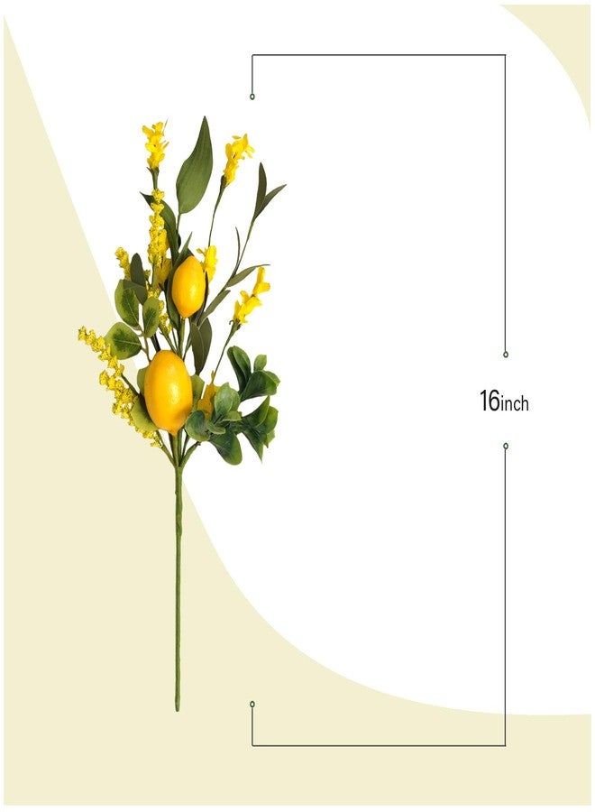 TEMPUS 3PCS Artificial Lemon Decor 16" Fake Lemons Branch Yellow Lemon and Greenery for Kitchen Party Table Centerpiece Farmhouse Home Daily Decoration - Image 3