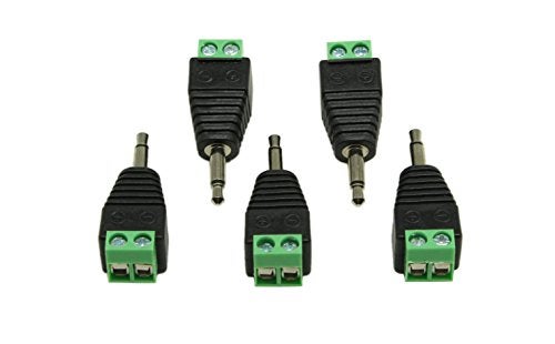 zdyCGTime 3.5mm TS Mono Male to 2 Pin Screw Terminal Female AUX Headphone Balum Converter Adapter (5-Pack) - Image 2