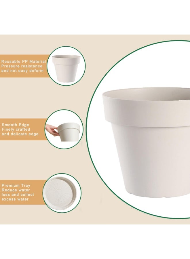 NANAO وعاء زهور 6 عبوات وعاء زهور بلاستيكي 6" مزرعة نباتات زخرفية أوعية نباتات داخلية مستديرة مع صينية فتحة تصريف أوعية شتلات للبداية للمنزل والحديقة ومكتب الزهور والصبار - Image 4