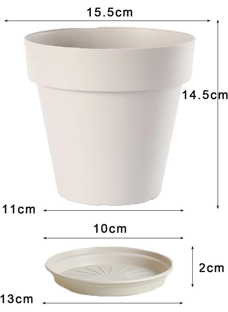 NANAO وعاء زهور 6 عبوات وعاء زهور بلاستيكي 6" مزرعة نباتات زخرفية أوعية نباتات داخلية مستديرة مع صينية فتحة تصريف أوعية شتلات للبداية للمنزل والحديقة ومكتب الزهور والصبار - Image 5
