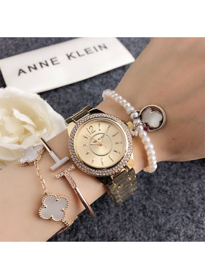 ANNE KLEIN ساعة آن كلاين النسائية الأنيقة بحزام من الفولاذ المقاوم للصدأ - Image 1