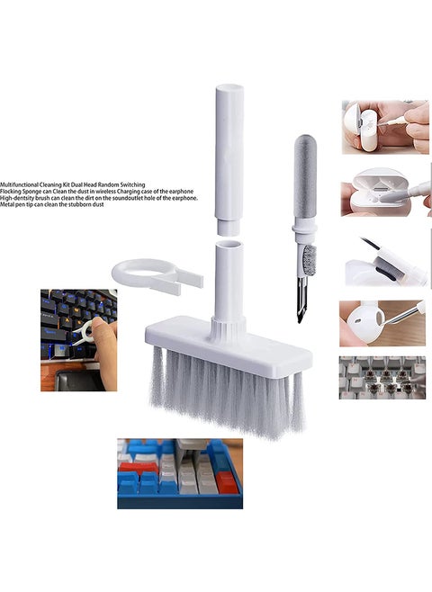 Cleaning Soft Brush Keyboard Cleaner 5-in-1 Multi-Function Computer Cleaning Tools Kit Keycap Puller Remover Multi Brush for PC Laptop Camera Lens (White)