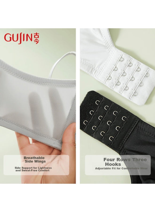 Gujin Women's Small Bust Push-up Wireless Seamless French Triangle Thin Comfortable Breathable Bra - Image 4