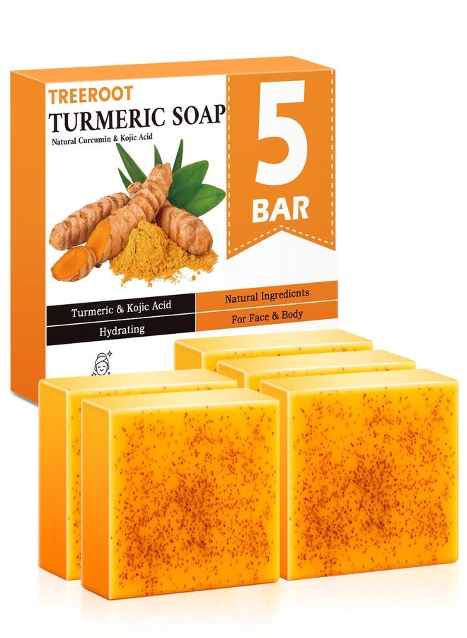 Treeroot 5 Pack Turmeric Soap, 80g Kojic Acid and Turmeric Soap Bar, Gently Clean the Face, Contains Retinol, Collagen, Vitamin C, Shea Butter, Used for Face & Body, SLS Free - Image 1
