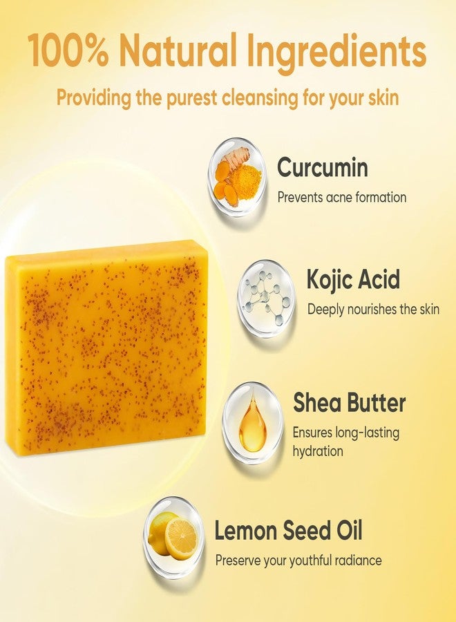 Treeroot 5 Pack Turmeric Soap, 80g Kojic Acid and Turmeric Soap Bar, Gently Clean the Face, Contains Retinol, Collagen, Vitamin C, Shea Butter, Used for Face & Body, SLS Free - Image 3