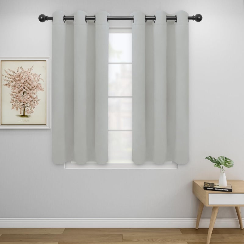 Easy-Going Blackout Curtains for Bedroom  Solid Thermal Insulated Grommet and Noise Reduction Window Drapes  Room Darkening Curtains for Living Room  2 Panels (34x45 in  Greyish White) - Image 1