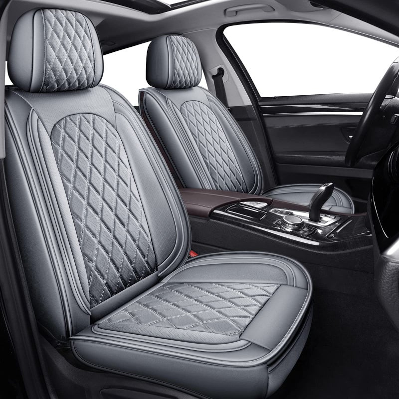 MIROZO Car Seat Covers Full Set Breathable Vehicle Cushion CoverFit for Most Sedan Truck and SUV for Elantra Sonata Sportage CRV Accord Chevy Equinox Gray