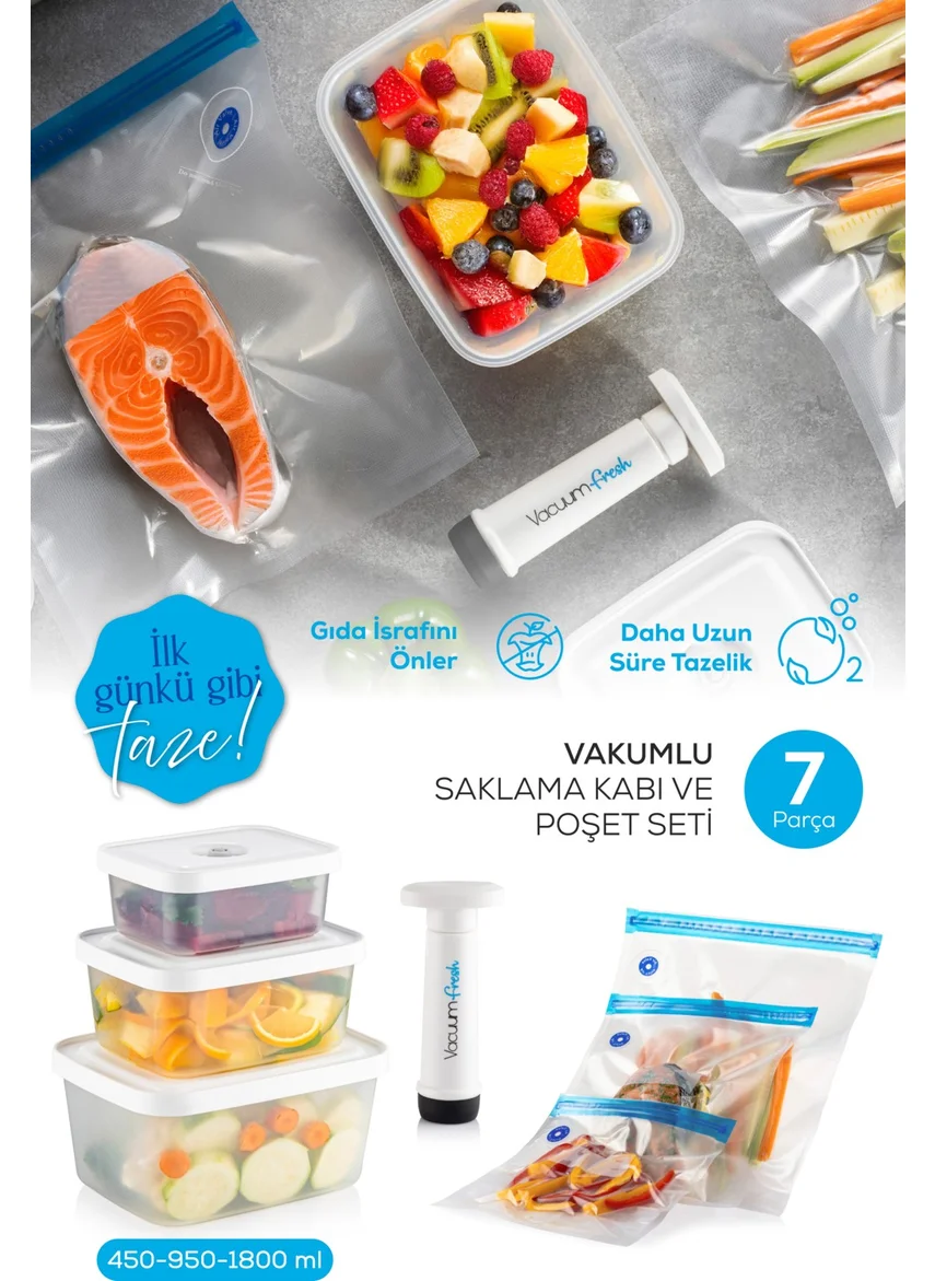 Vienev Vacuumfresh 7 Piece Vacuum Food Storage and Vacuum Bag Set