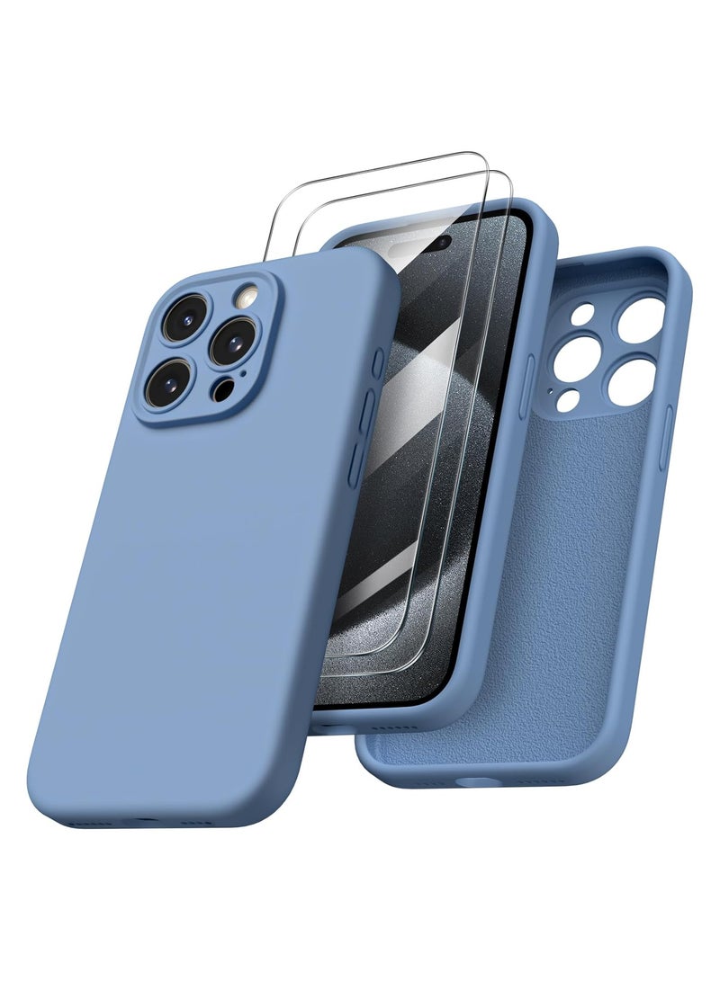 ELTRAZONE Compatible with iPhone 15 Pro Max Case Shockproof with 2pcs Screen Protectors, Waterproof Liquid Silicone Rubber Full Cover Protective Case for iPhone 15 Pro Max 6.7 inch-French Blue - Image 1