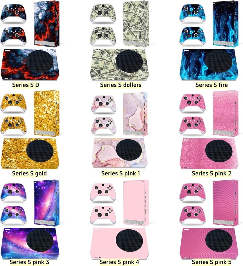Asokex Xbox Series S Stickers Full Body Vinyl Skin Decal Protective Cover for Microsoft Xbox Series S Console and Controllers (Series S Pink 4) - Image 3