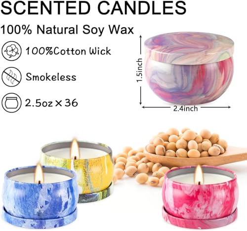 Howemon 36 Pack Scented Candles Set for Home, Relaxing Stress Relief, Aromatherapy - Natural Soy Wax and Fragrance - Gifts for Women, Mom, Best Friend, Wife, Birthday - Image 3