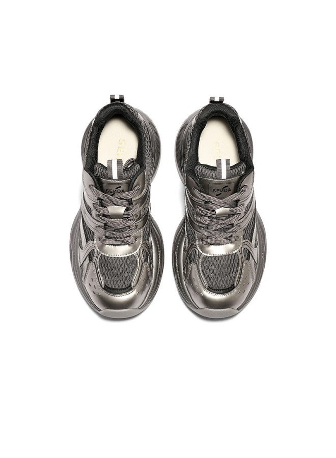 Senda a Women's Dad Sneakers  Spring New Mall Style Sport Thick Sole Casual Shoes Xwm01am6 Gray Single Lining Size 34 - Image 2