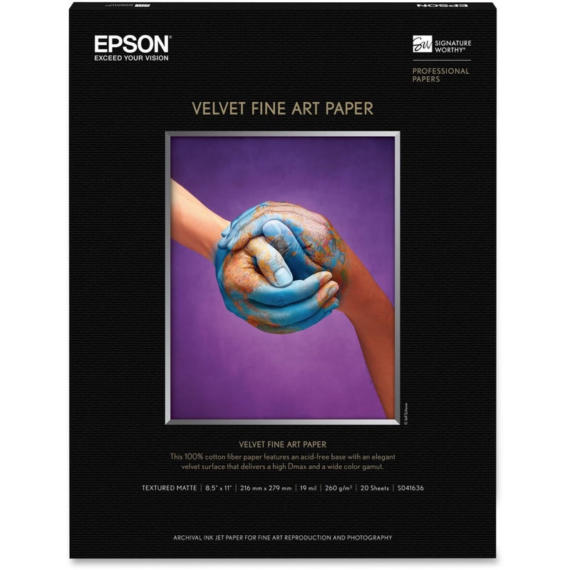 Epson Velvet Fine Art Paper (8.5x11 Inches, 20 Sheets) (S041636) , White - Image 2