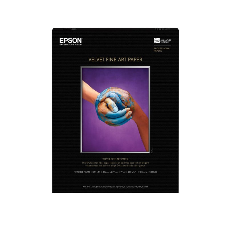 Epson Velvet Fine Art Paper (8.5x11 Inches, 20 Sheets) (S041636) , White - Image 1