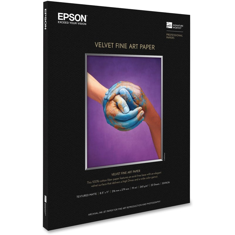 Epson Velvet Fine Art Paper (8.5x11 Inches, 20 Sheets) (S041636) , White - Image 3