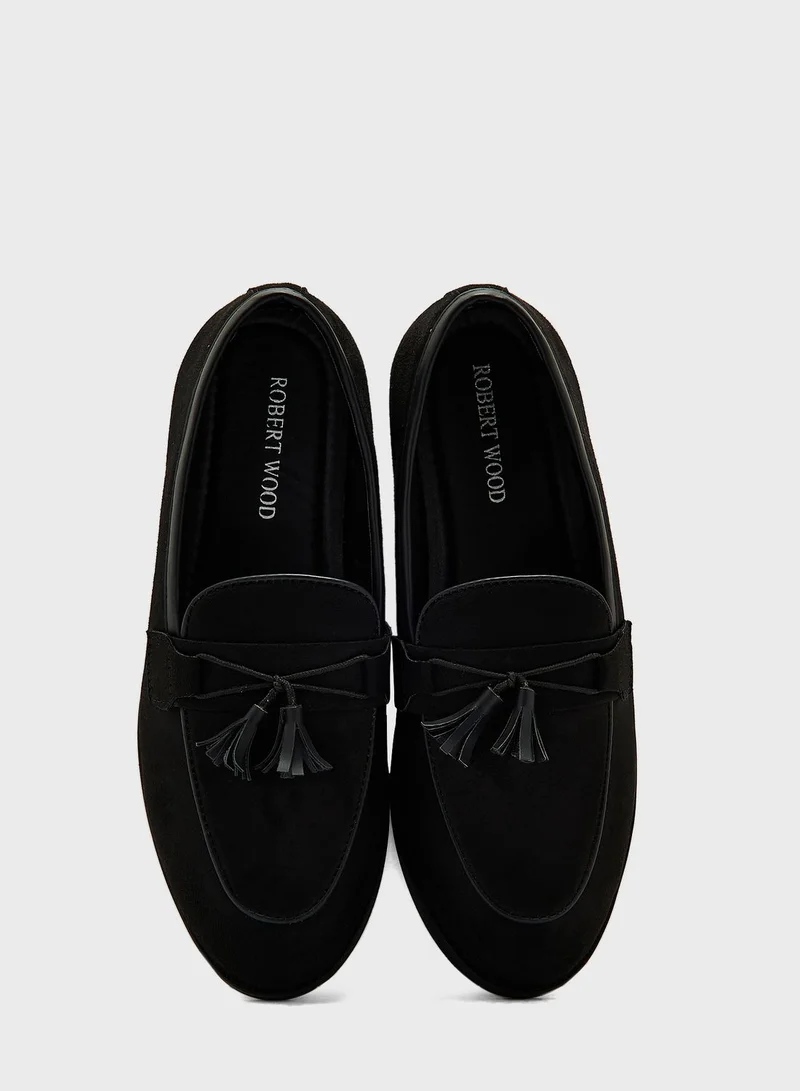 Robert Wood Faux Suede Tassel Casual Slip Ons