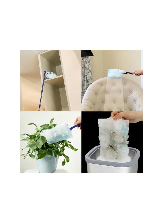 erorex Disposable Blue Duster Kit with Long and Short Handles - Multi Surface Cleaning, Heavy Duty Extender for High Ceiling Fans, Cars - Includes 20 Duster Refills - Image 2