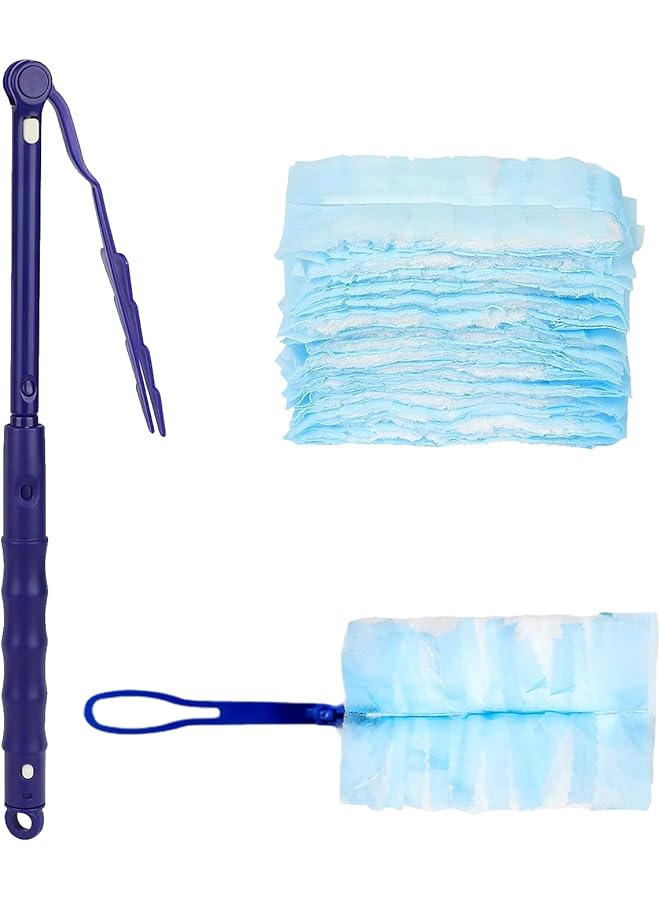 erorex Disposable Blue Duster Kit with Long and Short Handles - Multi Surface Cleaning, Heavy Duty Extender for High Ceiling Fans, Cars - Includes 20 Duster Refills - Image 1