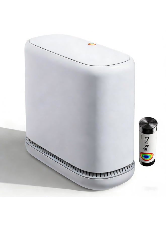 CTIME Bathroom Trash Can with Lid, 3.3 Gallon White Small Trash Can, Pneumatic Garbage Can for Kitchen, Living Room, Office - Image 1